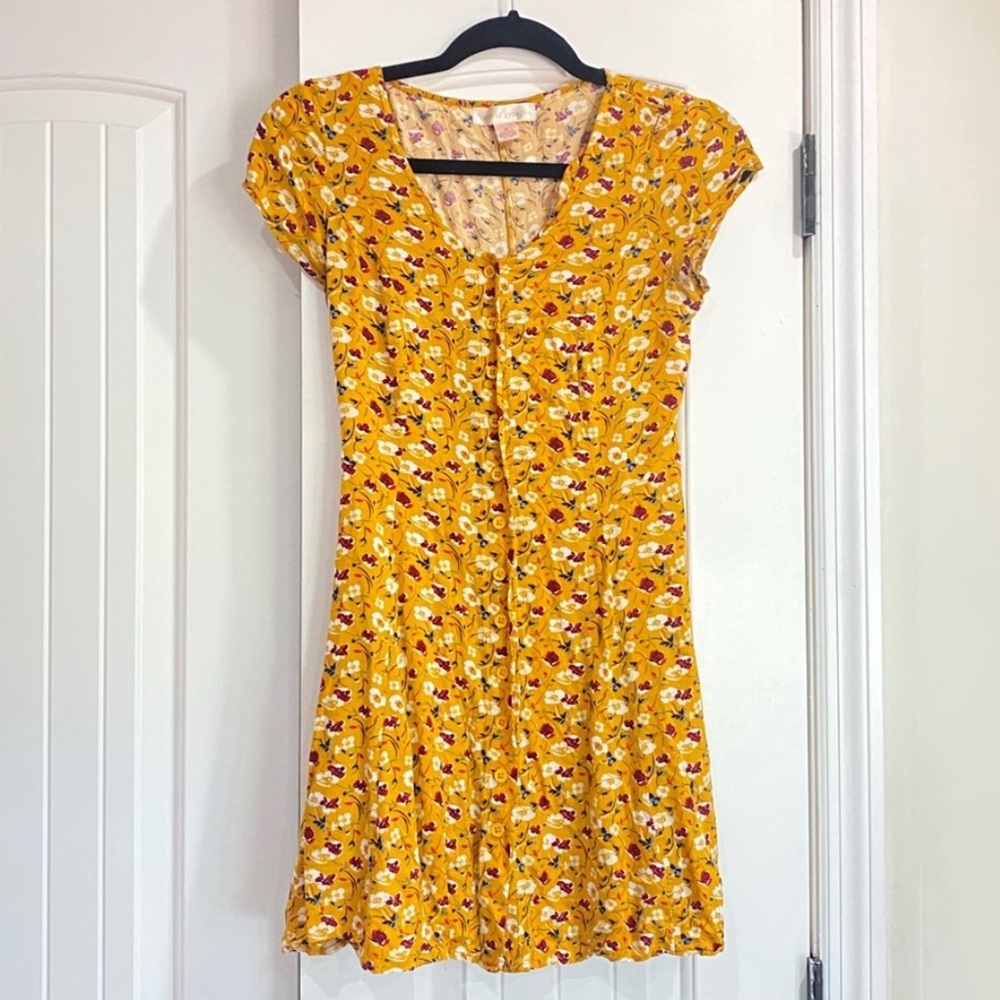 Band of Gypsies yellow floral dress. Size small.